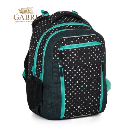 Školní batoh BagMaster PORTO 24 C – černo-tyrkysový