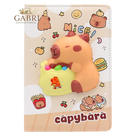Dětský zápisník A5, 80 listů, měkké PU desky - Capybara