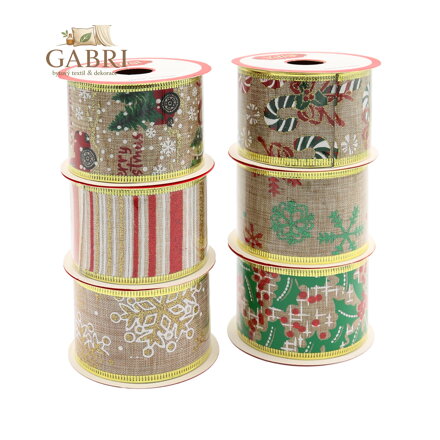 Ozdobná stuha, šířka 50 mm (směs vánočních motivů) cena za 1 ks