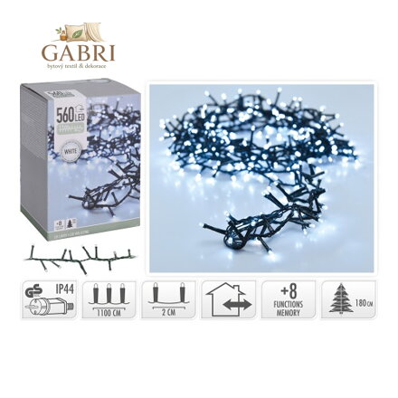 Světelný řetěz 560 LED bílý studený, délka 11 m, 230V (venk. použití)