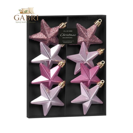 Vánoční hvězdy - sada 8 ks mix fialová, prům. 65 mm