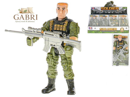 Voják se zbraní 12cm pohyblivé části 8druhů v krabičce 16ks v DBX