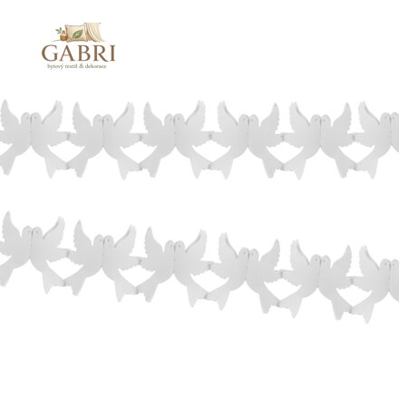 Girlanda papírová 3 m - bílé holubice