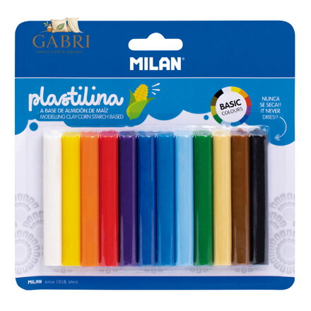 Plastelína MILAN 12 tyčinek v základních barvách 140 g