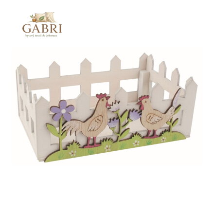 Dřevěná ohrádka Slepice bílá 16×6,5×10 cm