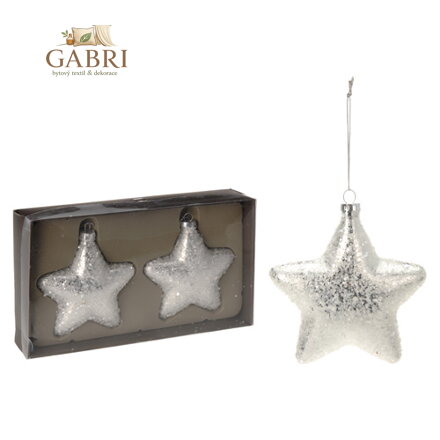 Vánoční ozdoby - PP stříbrné - hvězdy 10 cm, sada 2ks