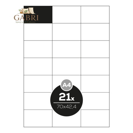 Etikety PRINT A4 / 100 ks, 70x42,4 - 21 etiket, bílé