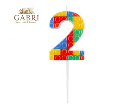 Dortová svíčka - číslo "2" Bloky 10,5 cm