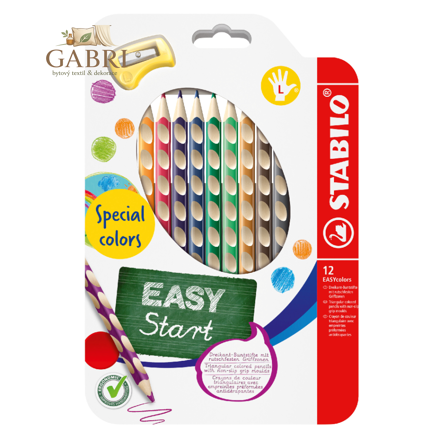 Pastelky STABILO EASYcolors pro leváky - 12 ks sada se struhadlem