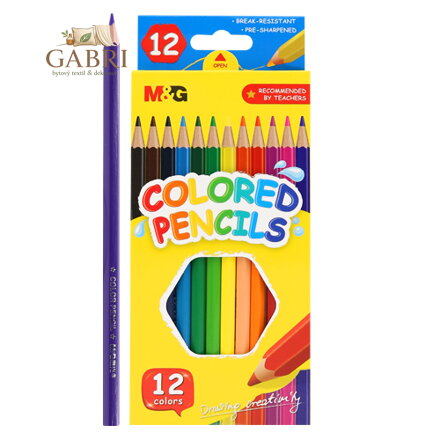 Pastelky šestihranné M&G - sada 12 ks