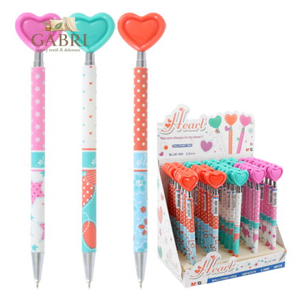 Pero kuličkové M&G Heart 0,5 mm - modrá náplň (mix /cena 1ks)