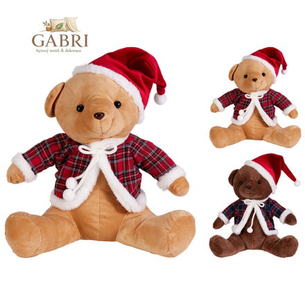 Medvídek s vánoční čepicí 35 cm (mix 3 barev /cena za 1 ks)