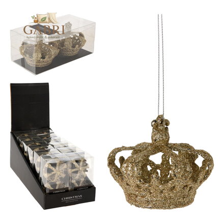 Královská koruna zlatá třpytivá - dekorace (balení 2 ks)