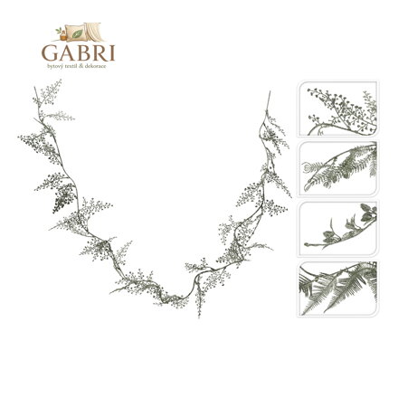 Girlanda zelená - větvička s lístky 170 cm, 4 designy