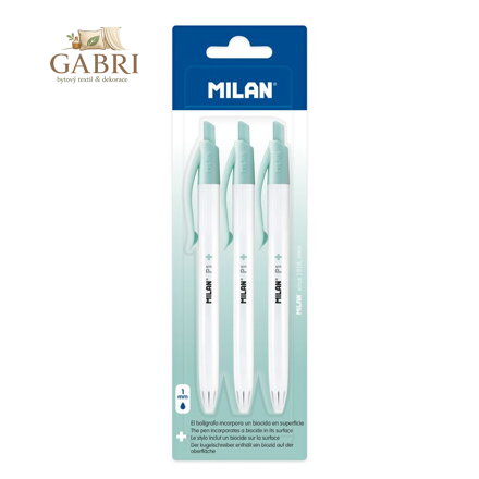 Pero kuličkové MILAN P1 Antibacterial 1,0 mm - 3 ks na blistri