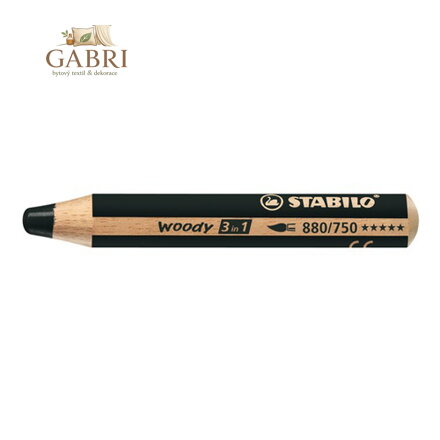 Pastelka STABILO woody 3 v 1 - barvička, vodovka, voskovka - černá