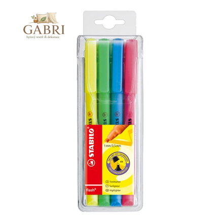 Zvýrazňovač STABILO flash sada 4 ks