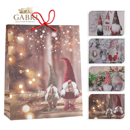 Vánoční dárková taška se skřítkem, velká (4 motivy)