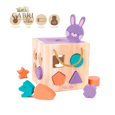 Edukační hračka dřevěná - zajíček (vkládání tvarů do otvorů)