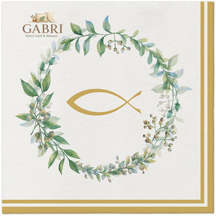 Ubrousky PAW AIRLAID 40x40 cm - First communion gold fish