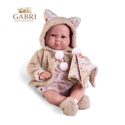 Novorozená panenka Luca v kožíšku z ovčí vlny, 42 cm