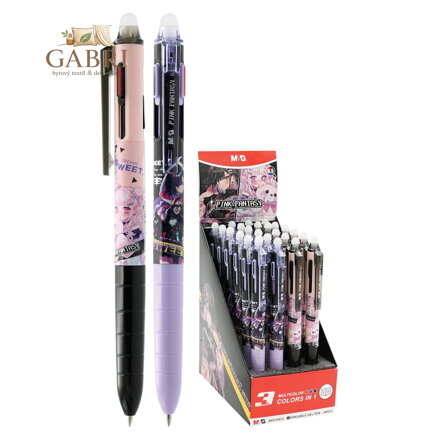 Pero gelové /gumovací M&G /3-barevné Pink Fantasy 0,5 mm (2 dizajny)