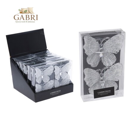 Třpytivý motýl - závěsná dekorace (balení 2 ks)