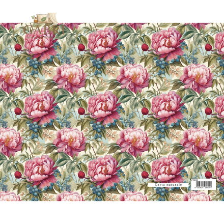 Dárkový balicí papír FLORENTIA 70x100 cm - fialové pivoňky