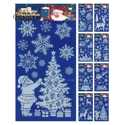 Adhezní nálepky vánoční 24,5 x 46 cm (mix tradičních motivů /cena 1 bal.)