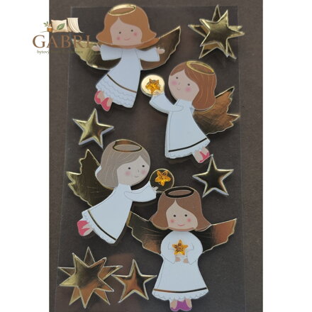 Vánoční nálepky Andělé a zlaté hvězdy