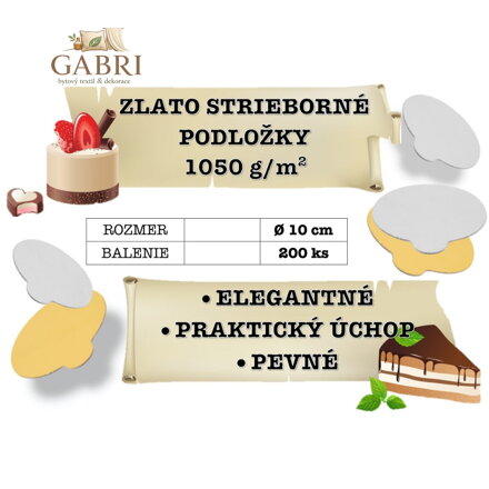 Oboustranné zlaté podložky na dorty, průměr 10 cm (balení 200 ks)
