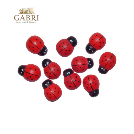 Dekorace beruška, sada 10 ks, dřevo