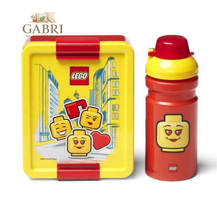 LEGO ICONIC Girl svačinový set (láhev a box) - žlutá/červená