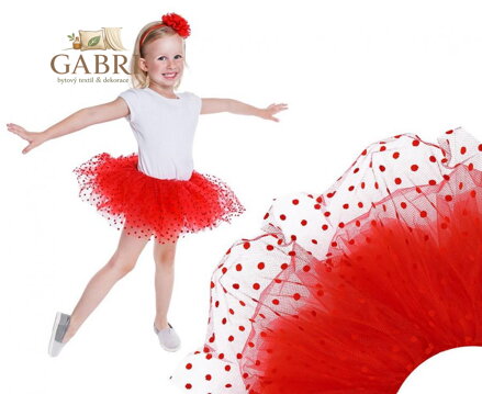 Dětský kostým tutu sukně, červený s puntíky, do 3 let