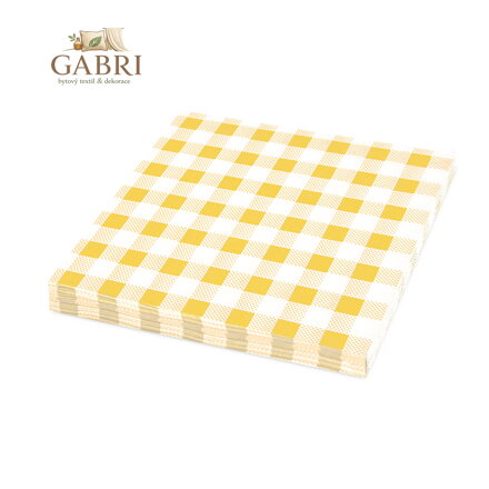 Ubrousky1-vrstvé 33 x 33 cm karo žluté 100 ks