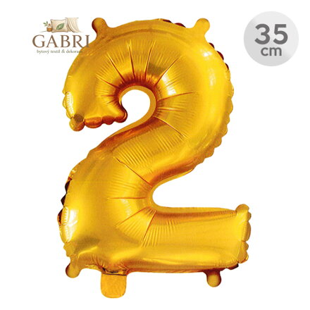 Balón narozeninový 35 cm - číslo 2, zlatý