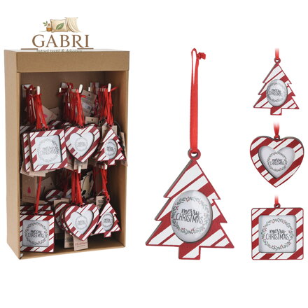 Fotorámeček - vánoční dekorace se stuhou (mix 4 tvarů)