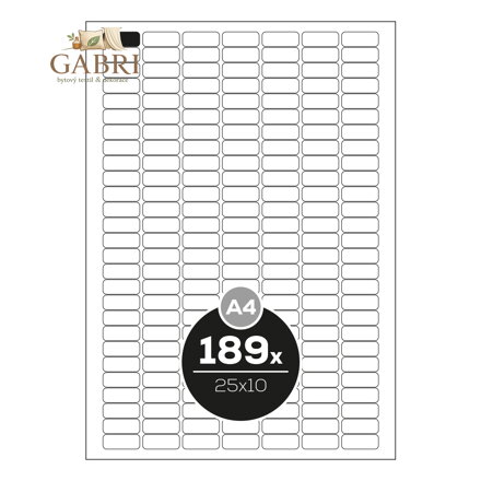 Etikety PRINT A4 / 100 ks, 25x10 - 189 etiket, bílé