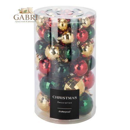 Vánoční koule - PP Disco mix barev 40 až 80 mm, sada 64 ks