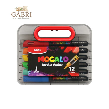 M&G MOCALO Akrylový popisovač, štětcový hrot - sada 12 barev