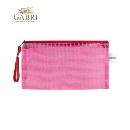 Síťovaná obálka se zipem PVC / DL, růžová