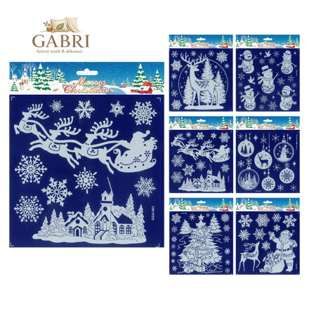 Adhezní nálepky vánoční 18,5 x 22 cm (mix tradičních motivů /cena 1 bal.)