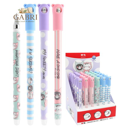 Pero gelové /gumovací M&G iErase So Many Cats Pastel (4 designy) - modrá náplň