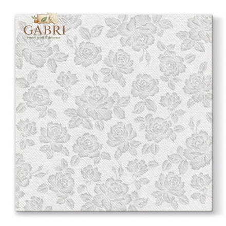 Ubrousky PAW AIRLAID L 40x40cm Subtle Roses Silver