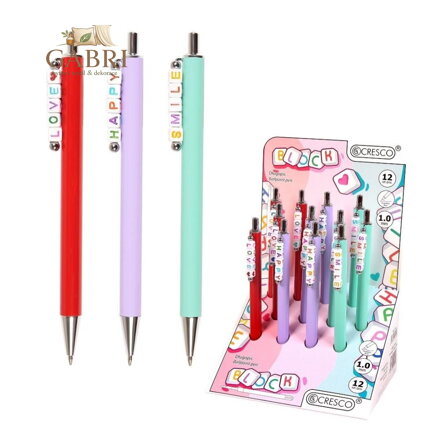 Pero kuličkové BLOCK s korálky (mix /cena za 1 ks) modrá náplň