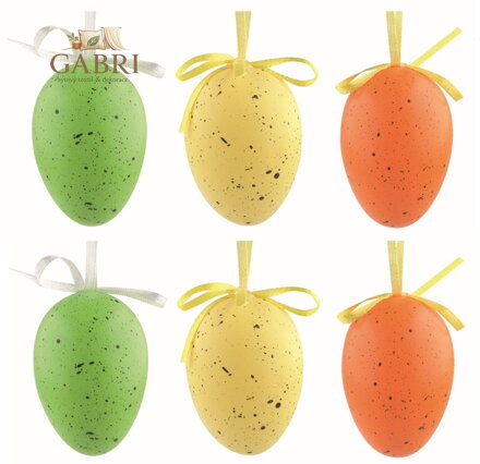 Velikonoční vejce plastová Kropěnatá barevná 6 cm na zavěšení, 6 ks v sáčku