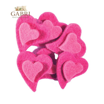 Dekorace srdce plyš růžové 6 ks