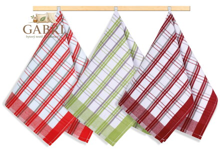 Kuchyňská utěrka 50x70cm oranžová,červená, zelená kostka