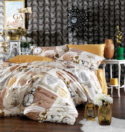 Saténový povlak na polštář Clock natur