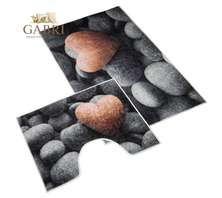 Koupelnová sada předložek 3D 60x100+60x50cm Tmavé kameny